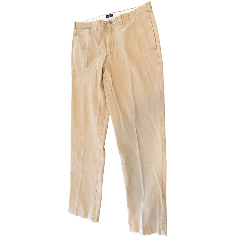 Lands End Traditional Fit Chino Pants Mens 38x31 Khaki Tan Cotton Trousers